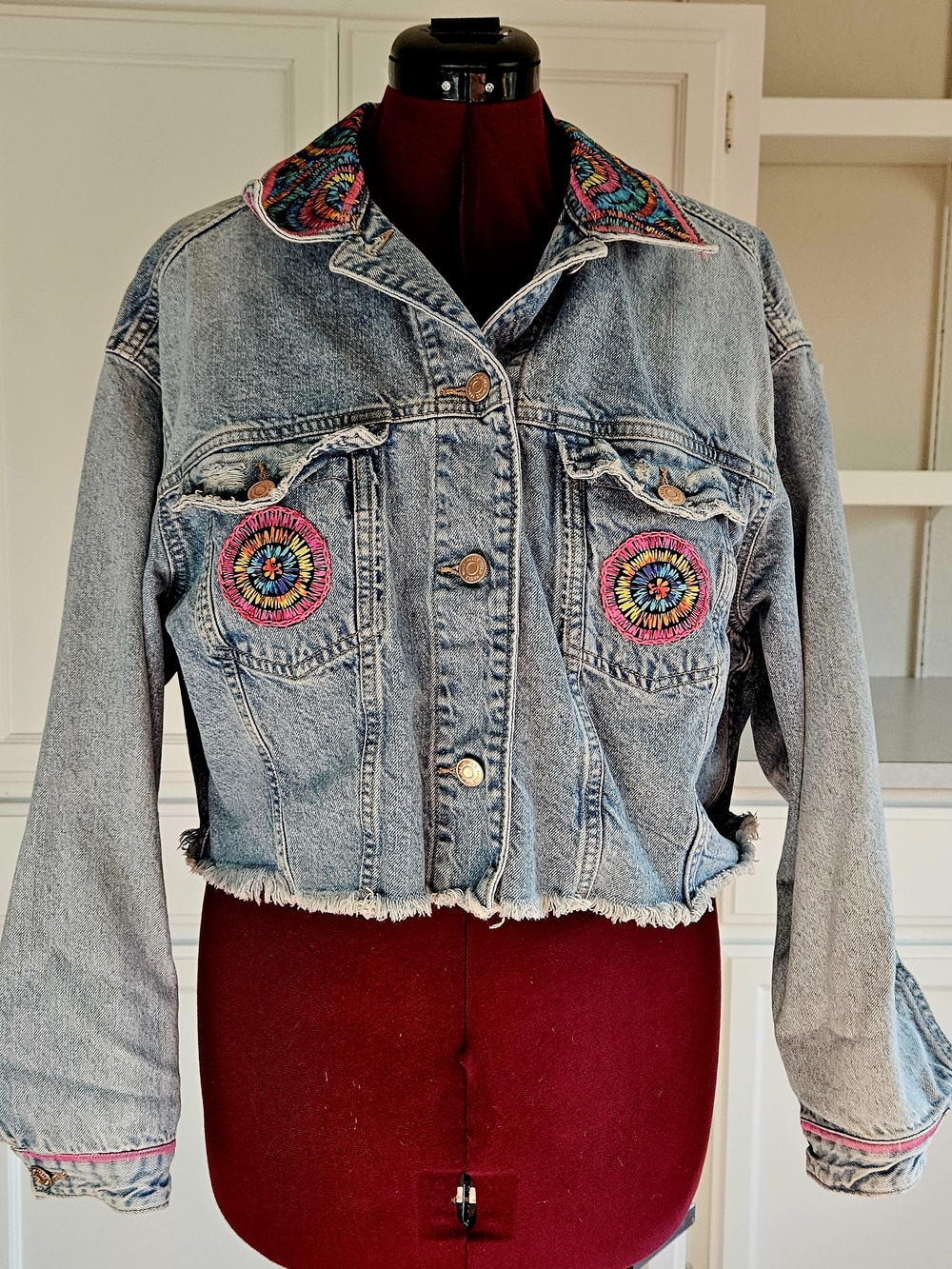 Wild Fable Upcycled Boho Cropped Denim Jacket